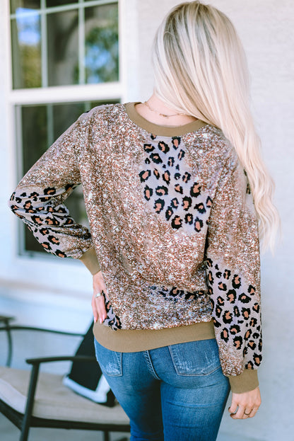 Gebleichtes Langarm-Top mit Leopardenmuster