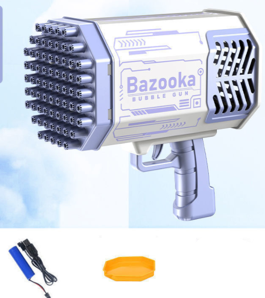 Seifenblasenpistole Rakete 69 Löcher Seifenblasen Maschine Gun Form Automatisches Gebläse mit Licht Spielzeug für Kinder Pomperos
