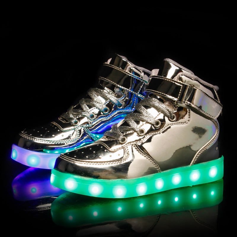 Children's Luminous Velcro Casual High-Top Charging Light Up Shoes