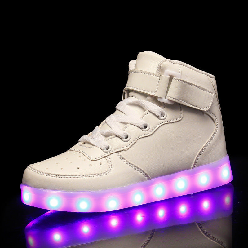 Children's Luminous Velcro Casual High-Top Charging Light Up Shoes