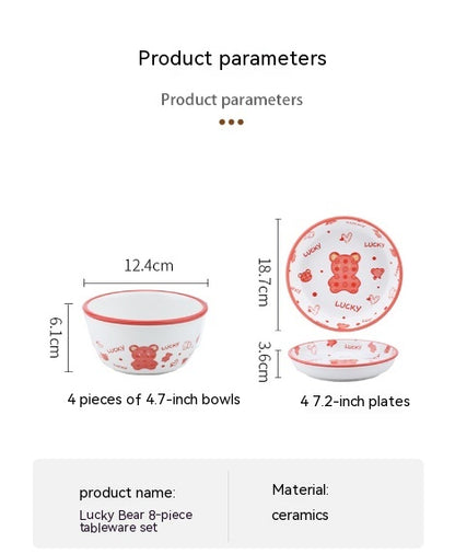 Cartoon Lucky Bear Ceramic Tableware Set