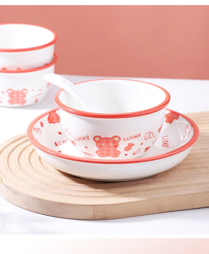 Cartoon Lucky Bear Ceramic Tableware Set