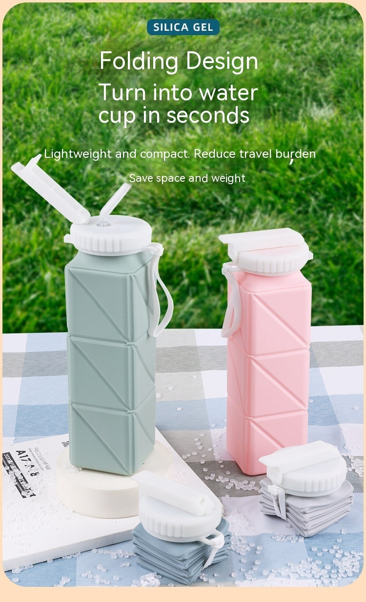 Faltbare Sport-Wasserflasche aus Silikon: Tragbar und einziehbar für Outdoor-Aktivitäten