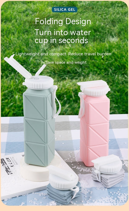 Faltbare Sport-Wasserflasche aus Silikon: Tragbar und einziehbar für Outdoor-Aktivitäten