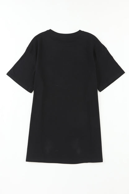 Schwarzes, übergroßes WALLEN-T-Shirt mit Kuhschädel-Grafik
