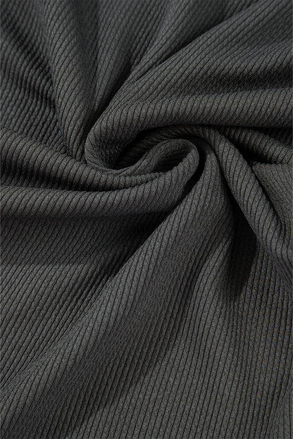 Graues Oversize-Sweatshirt mit geripptem Kragen und Farbblockdesign