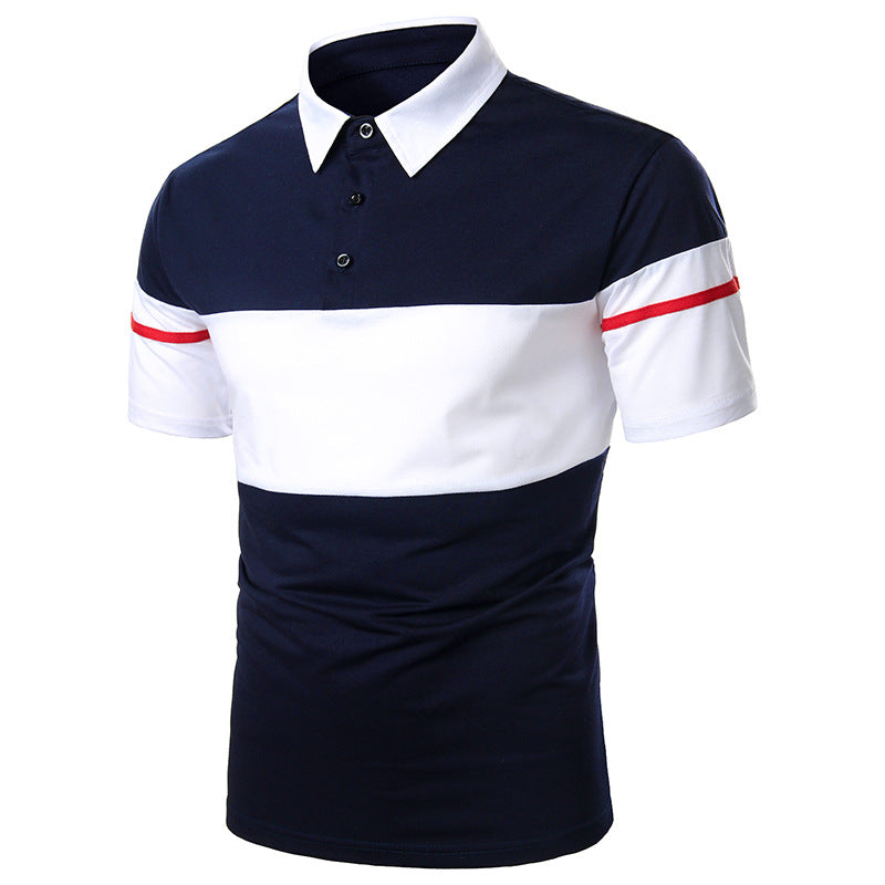 Dynamic Style: Two-Color Stitching Webbing Men's Short Sleeve