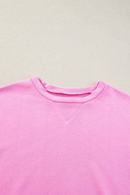 Pinkes French-Terry-Oberteil mit Farbblockdesign und Candy-Muster