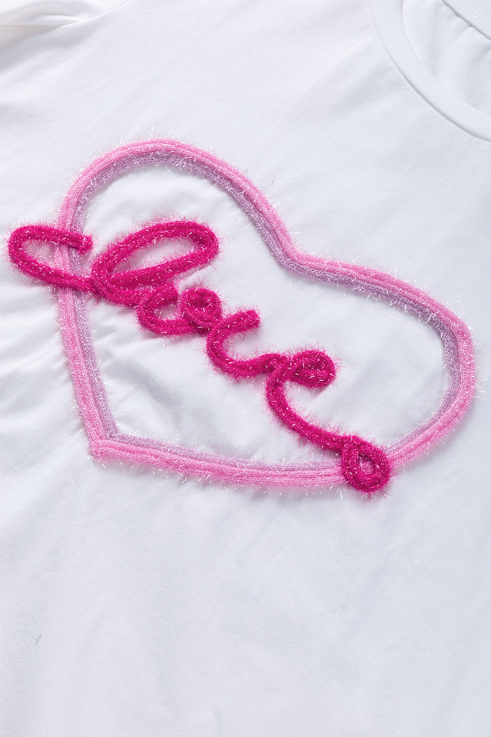 White Valentine Love Tinsel Graphic T-shirt