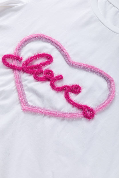 White Valentine Love Tinsel Graphic T-shirt
