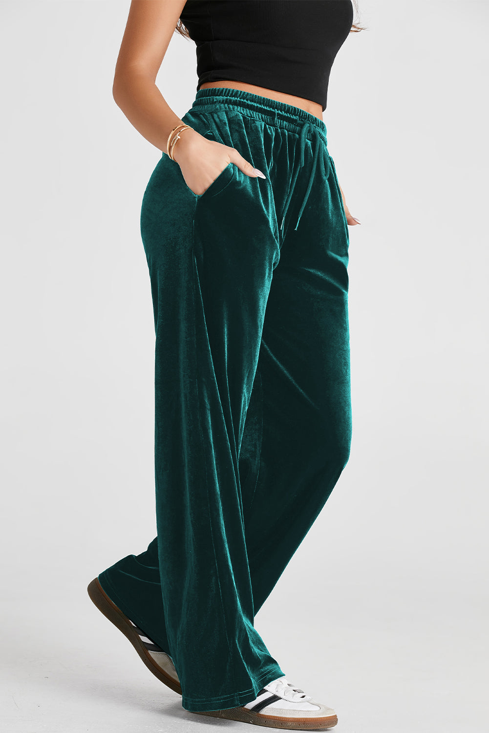 Evergreen Solid Hose mit weitem Bein und Kordelzug in der Taille