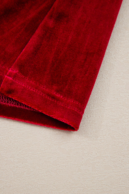 Fiery Red Bowknot Decor High Waist Velvet Mini Dress