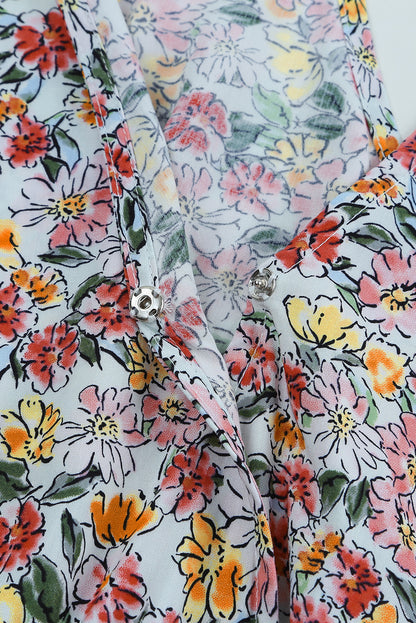 Mehrfarbiges, gewickeltes Tank-Crop-Top mit V-Ausschnitt und Blumenmuster