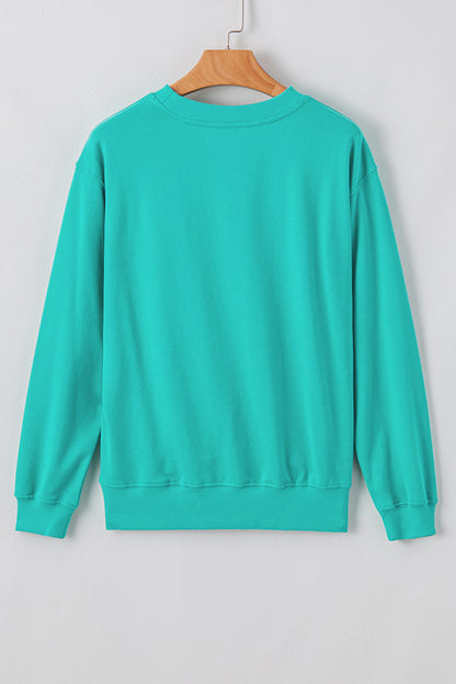 Aruba Blaues, schlichtes Sweatshirt mit Rundhalsausschnitt und überschnittener Schulter