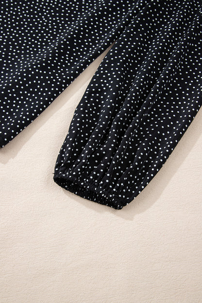 Schwarze Bluse mit V-Ausschnitt und Leopardenmuster in Übergröße