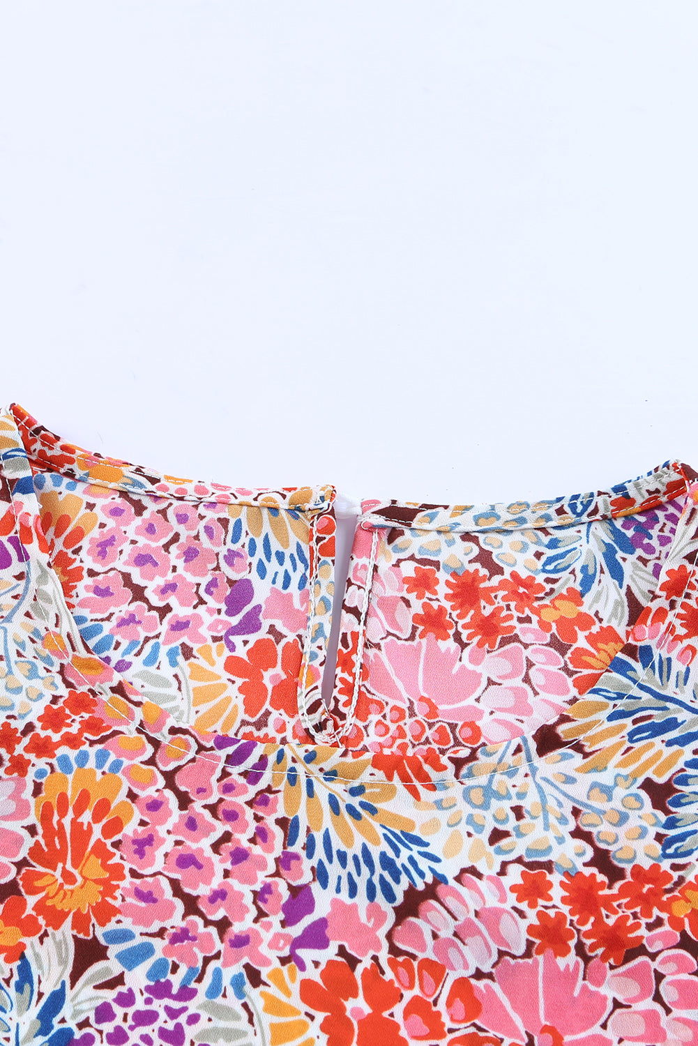 Bluse mit mehrfarbigen Blumenmuster-Mix und Puffärmeln