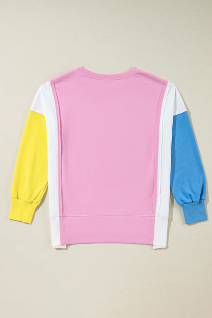 Bonbon – Sweatshirt mit Rundhalsausschnitt und sichtbaren Seitenschlitzen in Farbblock-Optik