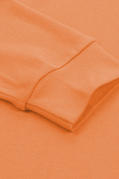Orangefarbenes, schlichtes Langarm-Top mit Rundhalsausschnitt