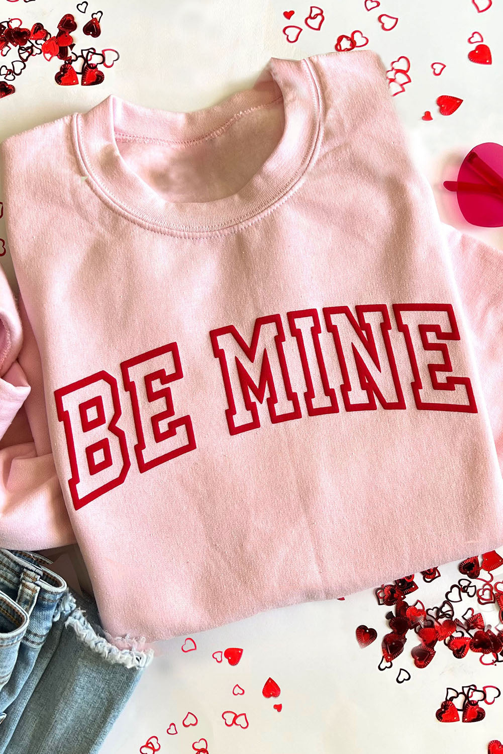Rosa BE MINE Puff-Sweatshirt mit Grafik