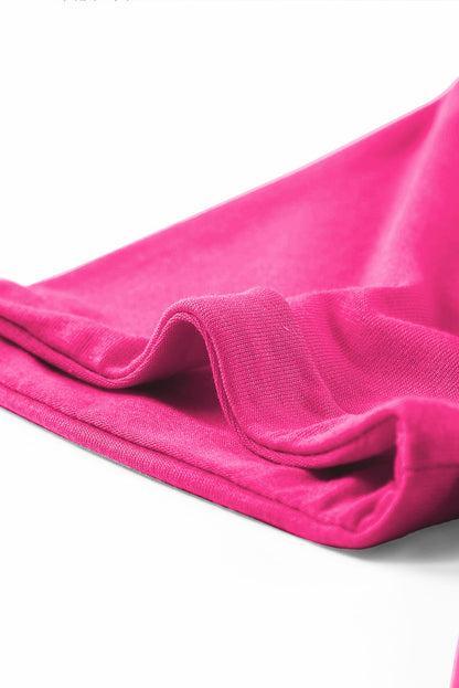 Lässiges, schlichtes T-Shirt mit Rundhalsausschnitt in Rosarot