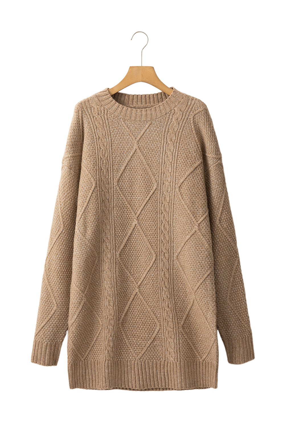 Parchment – Locker sitzendes Pulloverkleid mit Zopfmuster und überschnittener Schulter