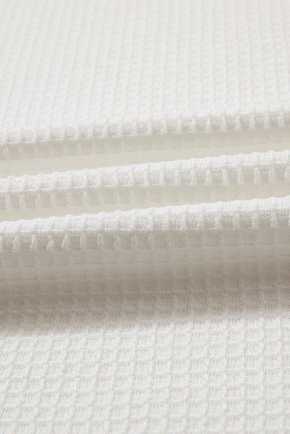 White Casual Textured Tee and Drawstring Shorts Set