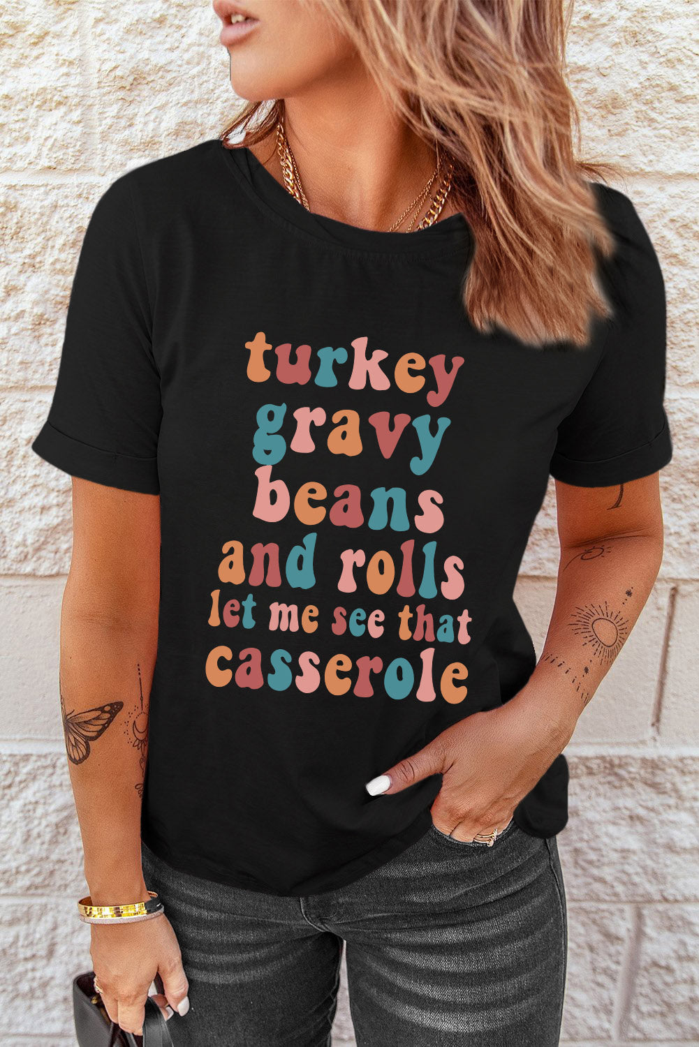 Schwarzes T-Shirt mit Food Lovers-Slogan und Grafik