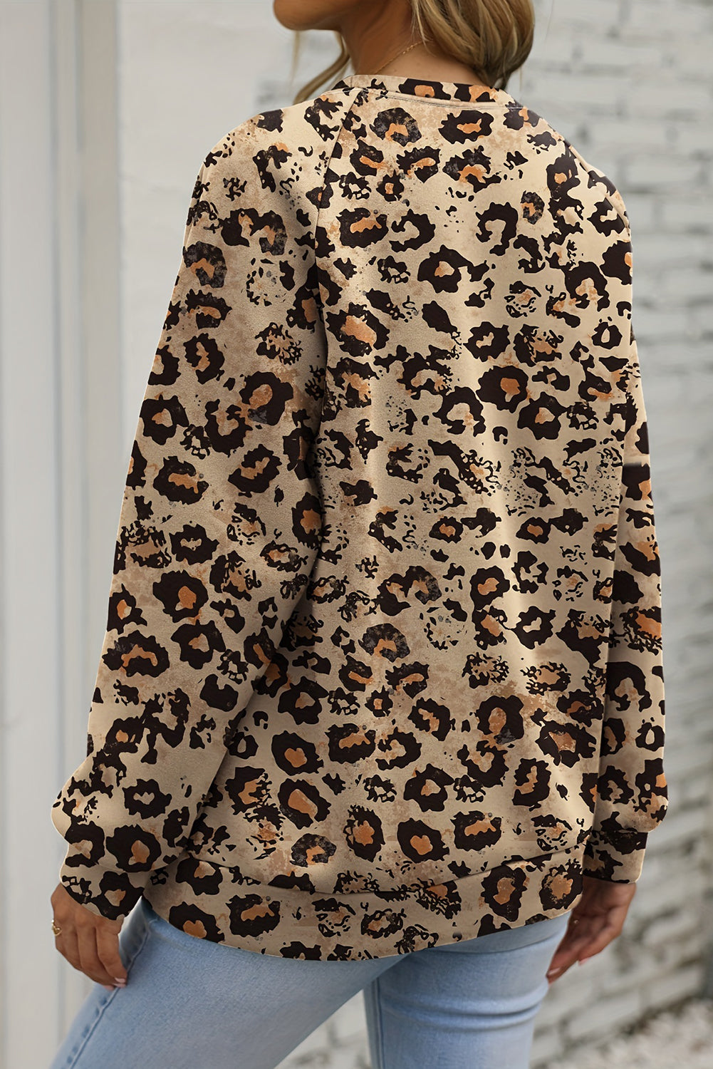 Braun gebleichtes Halloween Kürbis Leopard Print Sweatshirt