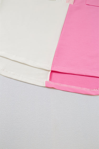 Bonbon Farbblock-Brusttaschen Halbknopf-Sweatshirt in Übergröße
