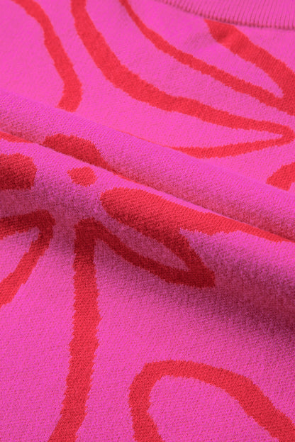 Ärmelloses Stricktop mit Blumenmuster und Knopfleiste in leuchtendem Pink