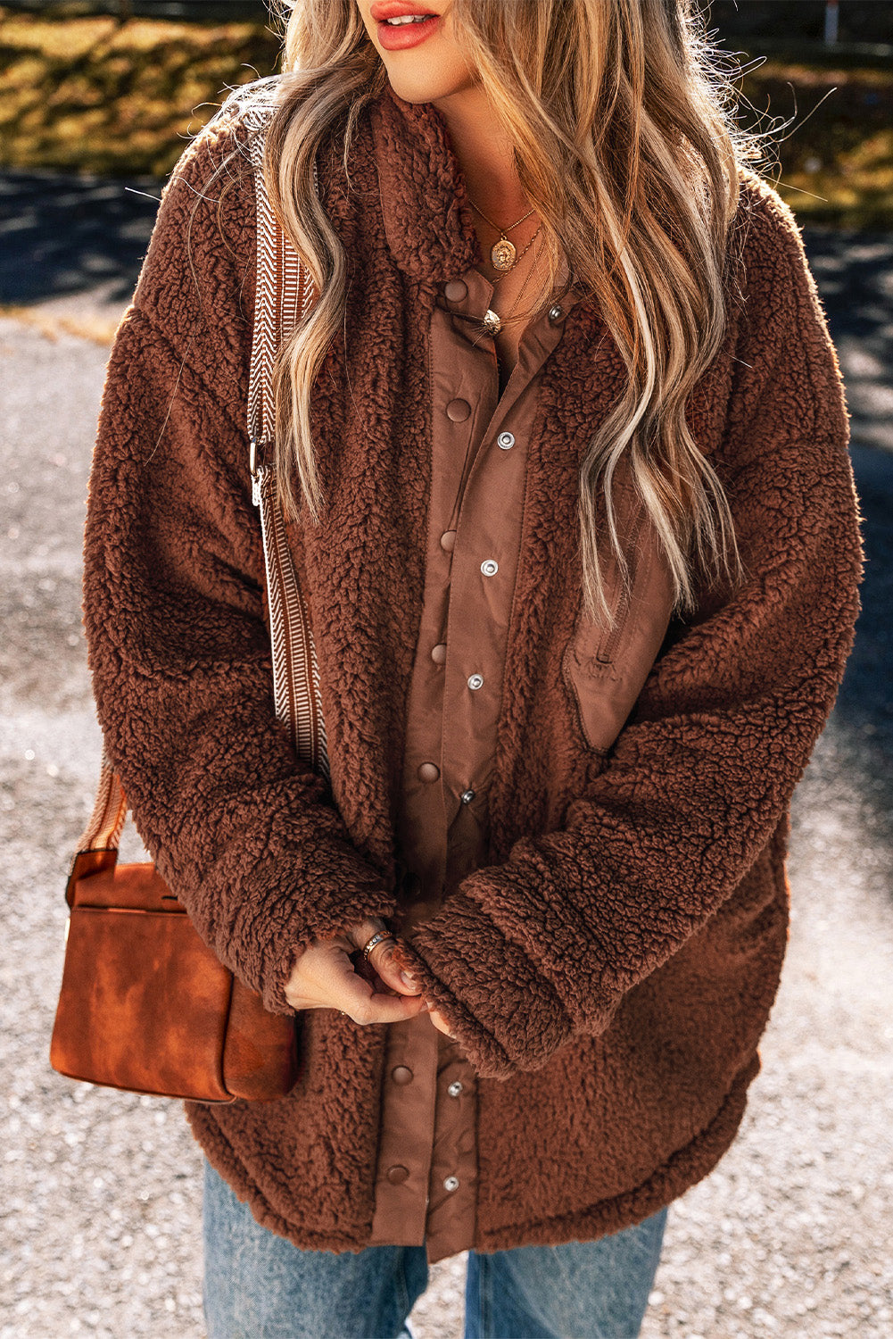 Red Clay Teddybär-Jacke aus Kunst-Lammfell