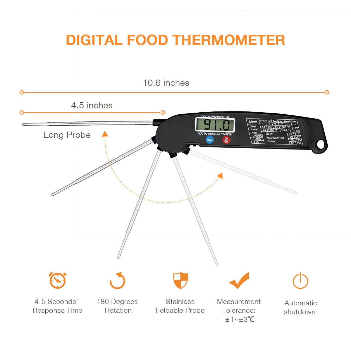 Digital Meat Thermometer: Instant Read BBQ Accessory