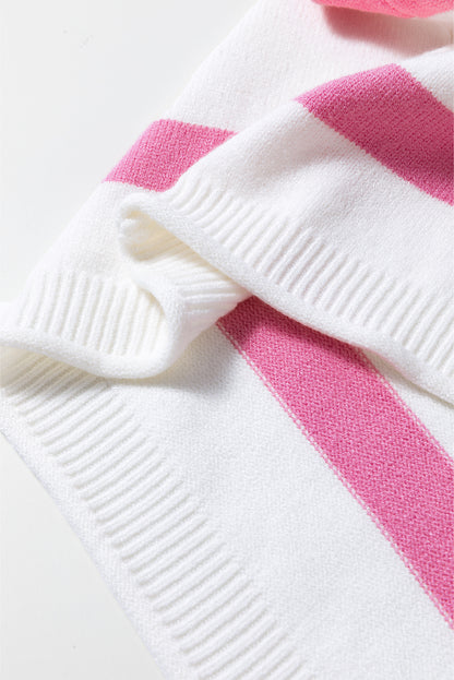 Leichtes Strickoberteil mit kurzen Ärmeln und rosa Streifen