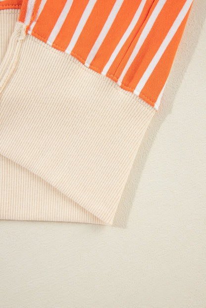 Orangefarbenes Sweatshirt mit Farbblockdesign und lockerer Passform, Kragen und überschnittenen Schultern