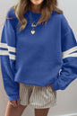 Sky Blue Varsity Striped Detail Drop Shoulder Oversized Sweatshirt