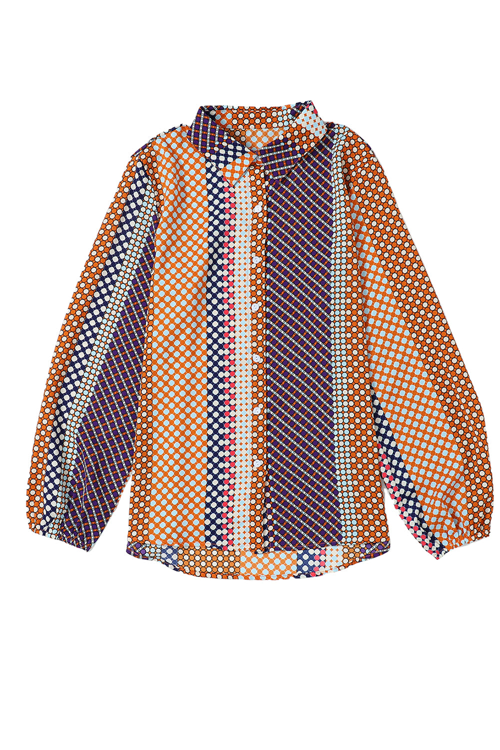 Braunes langärmliges Button-Down-Etuihemd mit Punktmuster