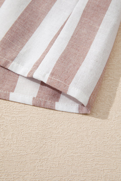 Lässiges, ärmelloses Hemd mit Knopfleiste und Streifen in Khaki