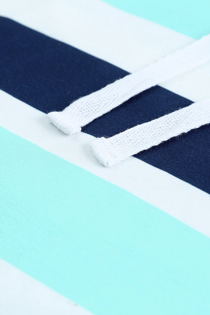 Langärmliger Hoodie mit mehrfarbigen Streifen und Kordelzug