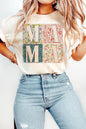 Weißes MAMA Lässiges T-Shirt mit Blumenblockgrafik