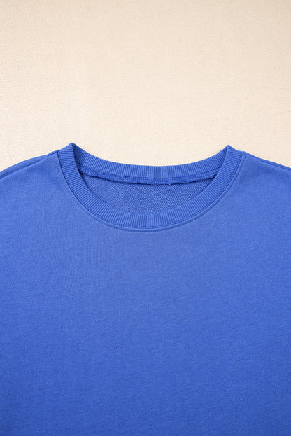 Sky Blue Varsity Contrast Banded Sleeve Shift Sweatshirt Dress