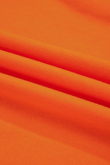 Orange Varsity Stripe Detail Drop Shoulder Pullover Mini Skirt Set