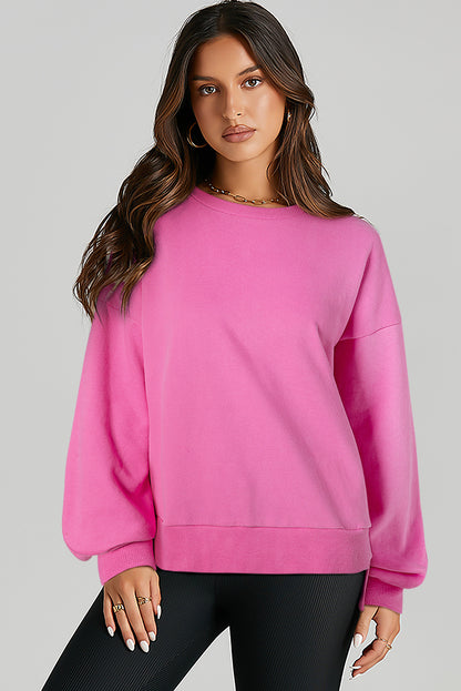 Bonbon – Einfarbiges Sweatshirt mit Fleecefutter und überschnittener Schulterpartie und hohem Bund