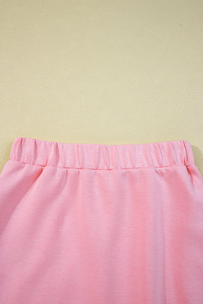 Pink Half Zip Sporty Pullover Mini Skirt 2pcs Outfit