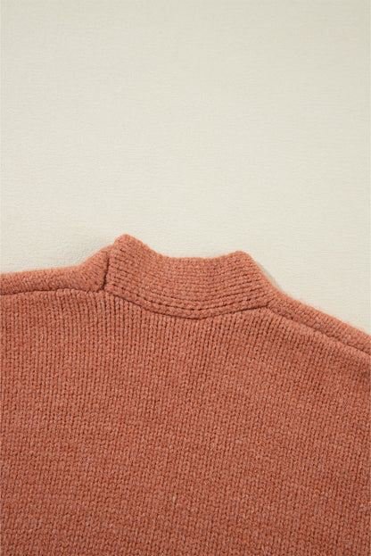 Kurzer Cardigan mit überschnittenen Schultern und offener Vorderseite in Hellbeige