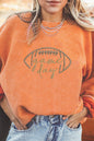 Orange Rugby Game Day Embroidered Corduroy Sweatshirt