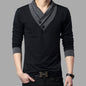 New Spring and Autumn Men's Long-Sleeved t-Shirt Men's Clothes V-Neck