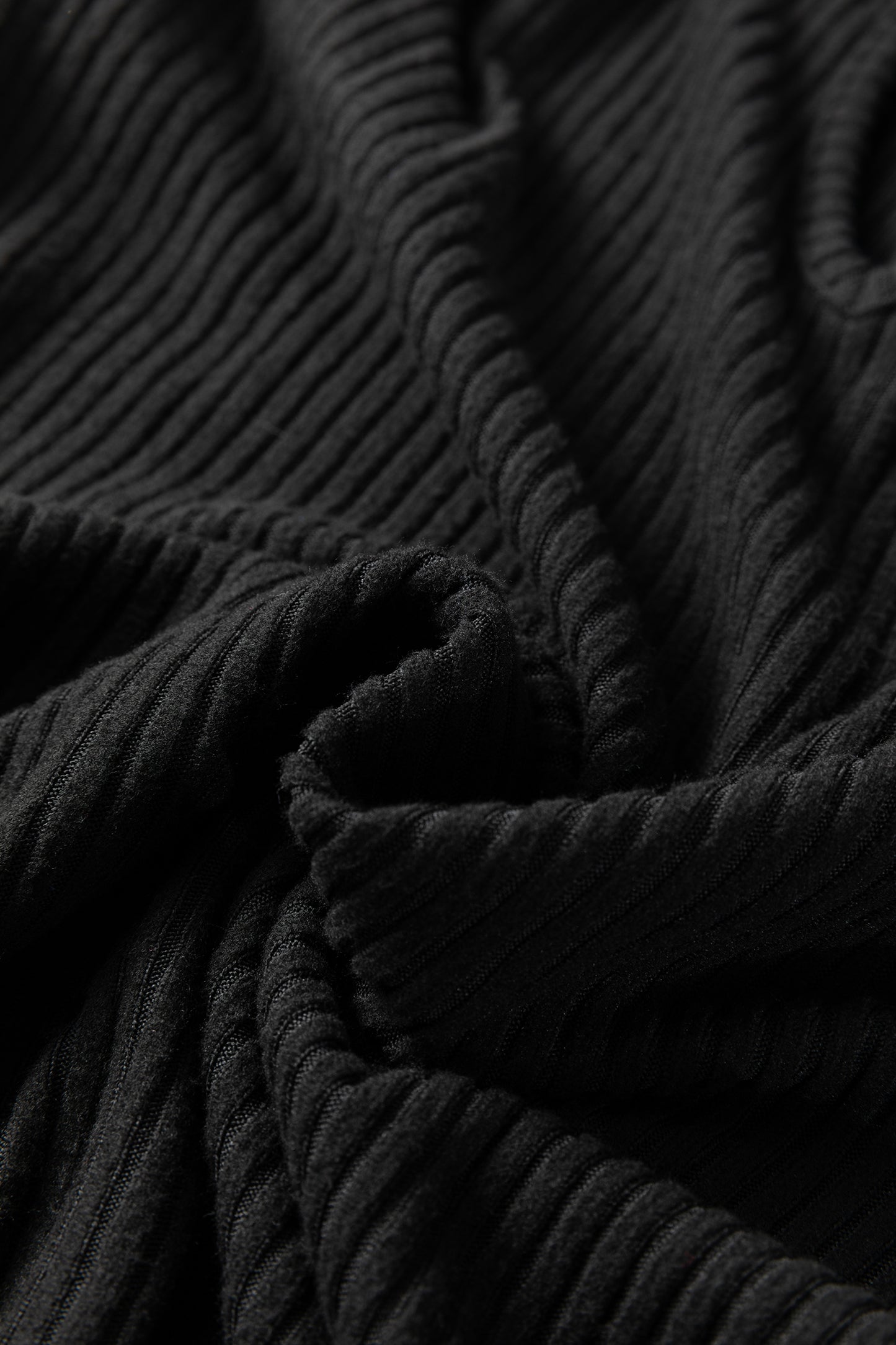 Black Ribbed Notched Neck Knit Long Sleeve Leggings Two Pieces Lounge Set