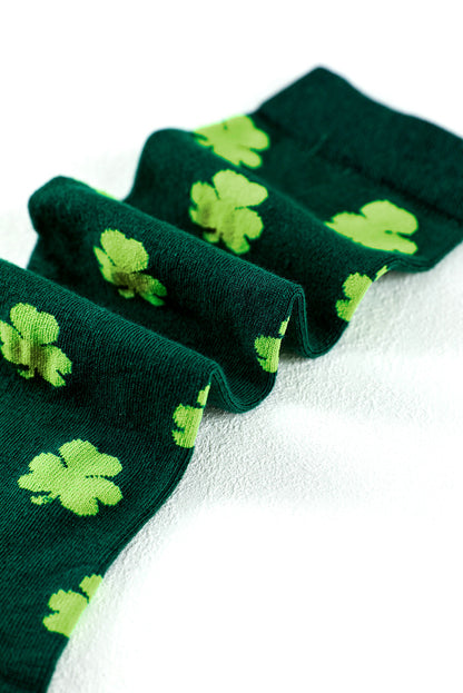 Dunkelgrüne Schlauchsocken mit St. Patricks Kleeblatt-Print