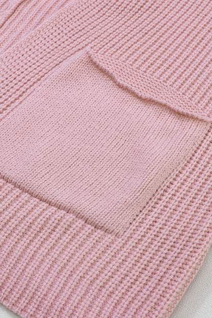 Rosafarbener Oversize-Strickpullover mit umgeschlagenen Ärmeln