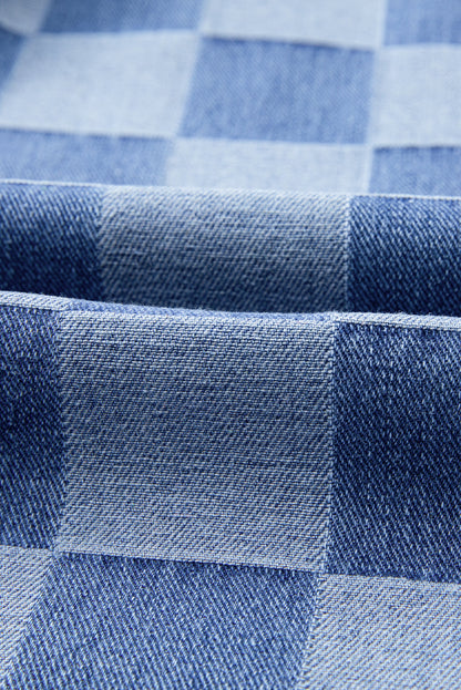 Abendblaue Jeans mit weitem Bein und Karomuster